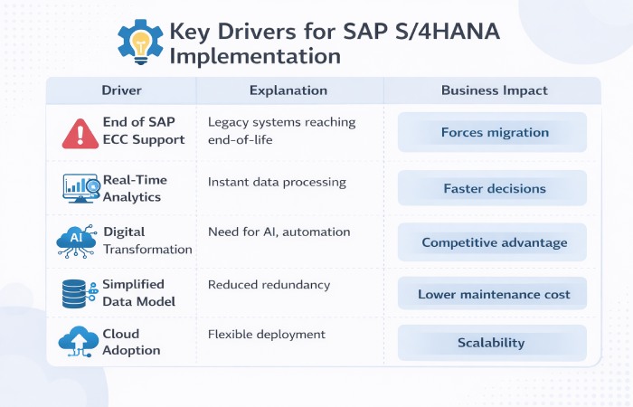 key drivers for sap s_4hana